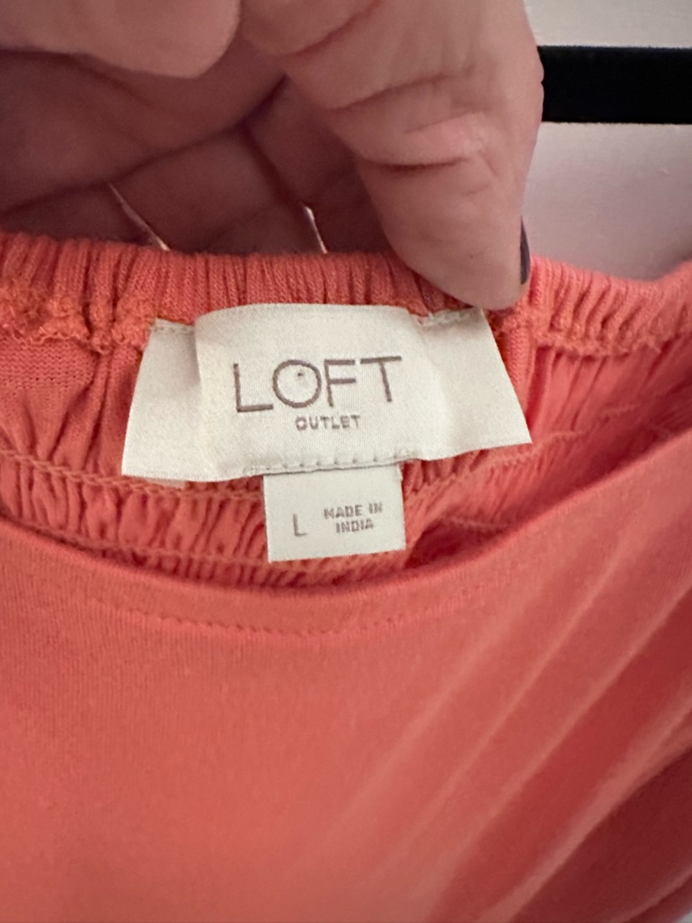 Loft L Coral ruffle arm smocked back rayon elastin casual shabby chic cozy top - Picture 6 of 11